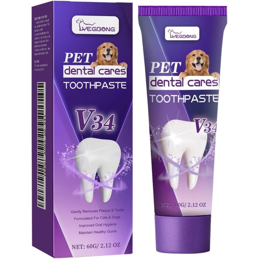 A pasta de dente para cães FEESHOW é adequada para refrescar o hálito e cuidar dos dentes de cães e filhotes, protegendo
