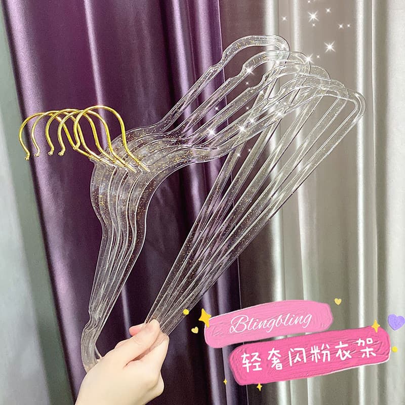 Ins estilo menina cabide transparente acrílico Glitter ouro rosa cristal roupas suporte cabide loja de roupas Rack de se