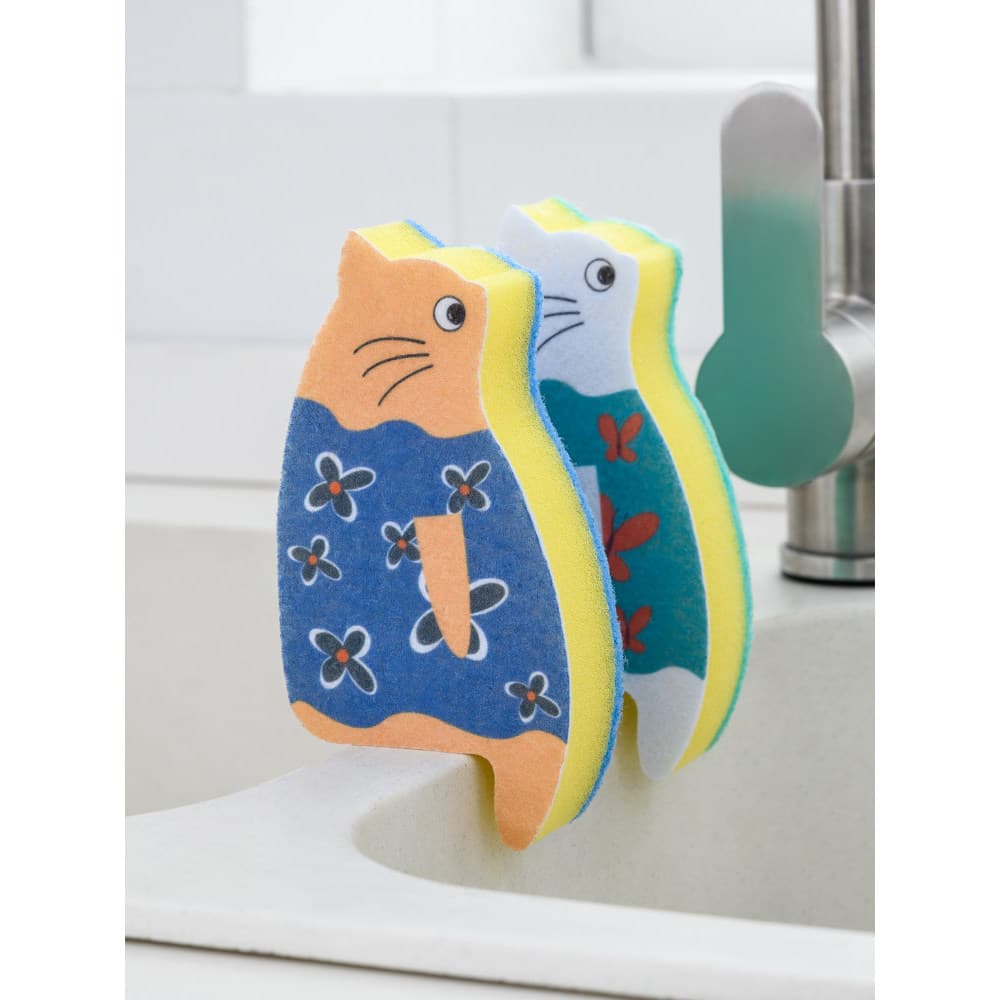 Esponja de gato Vertical japonesa, limpeza de descontaminação de cozinha, bloco de esponja de lavar louça, limpeza mágic