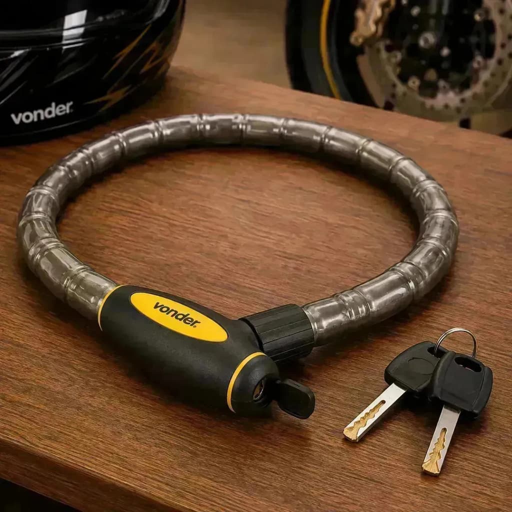 Trava Cadeado Para Moto Vonder 100 cm Cabo De Aço Com PVC Para Bike Portão E Uso Geral