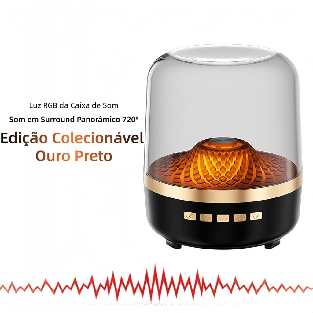 Caixa de Som Bluetooth  Portátil com LED 360° Luz Ambiente TWS USB AUX TF