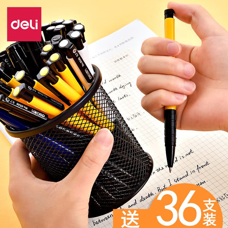 Deli Caneta Esferográfica Tipo Push Caneta Esferográfica Automática Caneta Gel Multicolor Caneta Óleo Média Azul Recarga