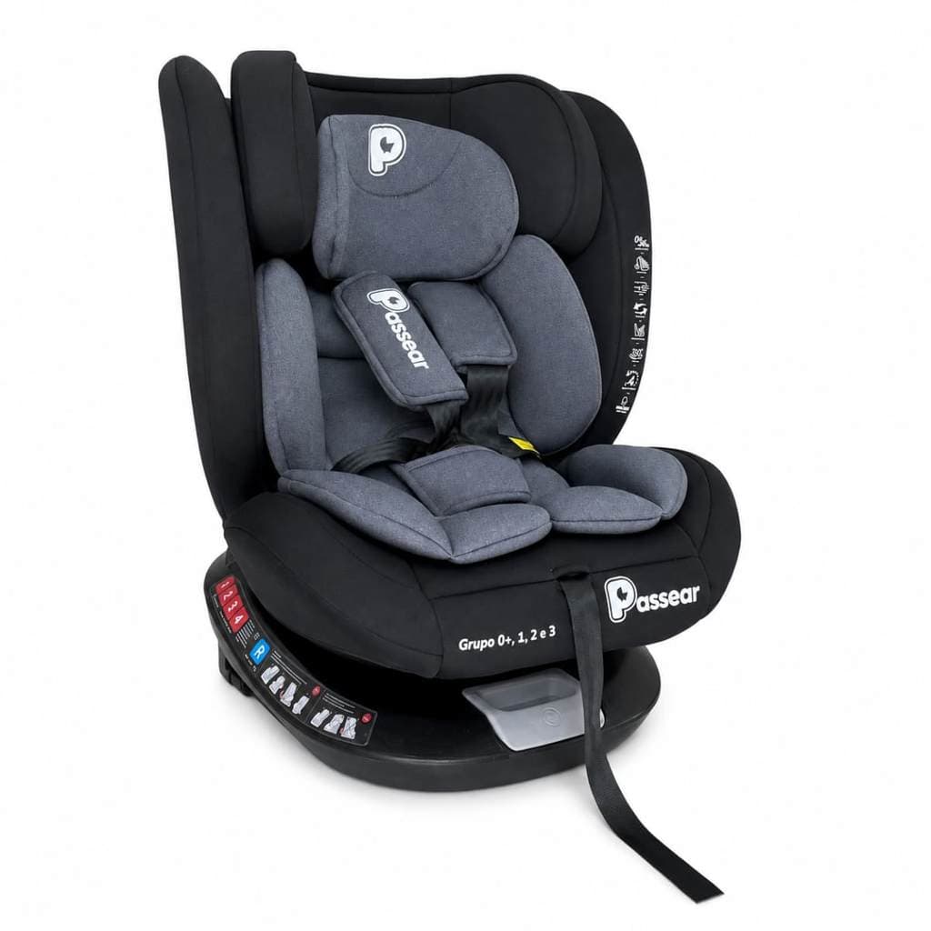 Cadeira P/Carro Nora 360º c/Isofix 0-36kg Preto/Cinza - Passear NB