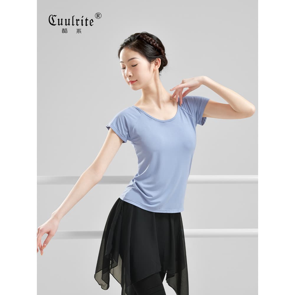 Adulto terno de dança feminino moderno dança Bodysuit Modal verão manga curta topo prática terno dança folclórica roupas