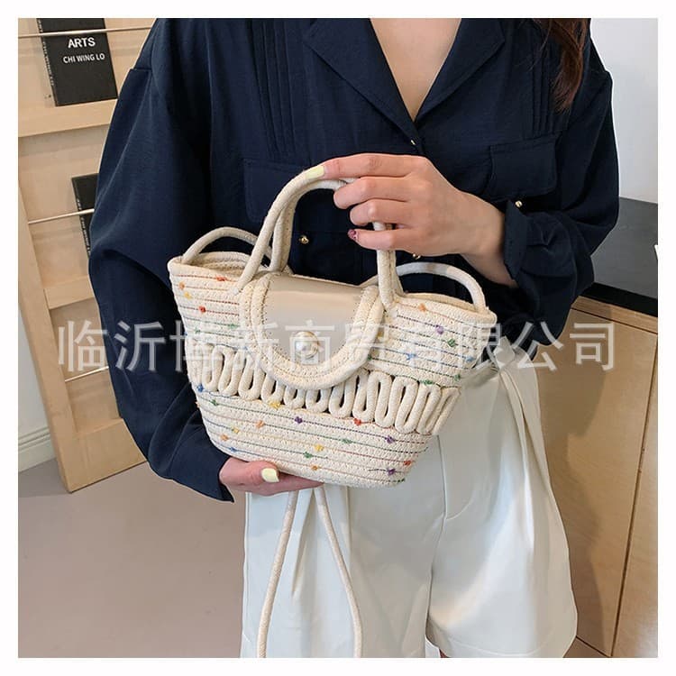Bolsa artesanal estilo Ins, bolsa de palha, bolsa transversal de praia, bolsa cesta, bolsa de viagem para praia GT83