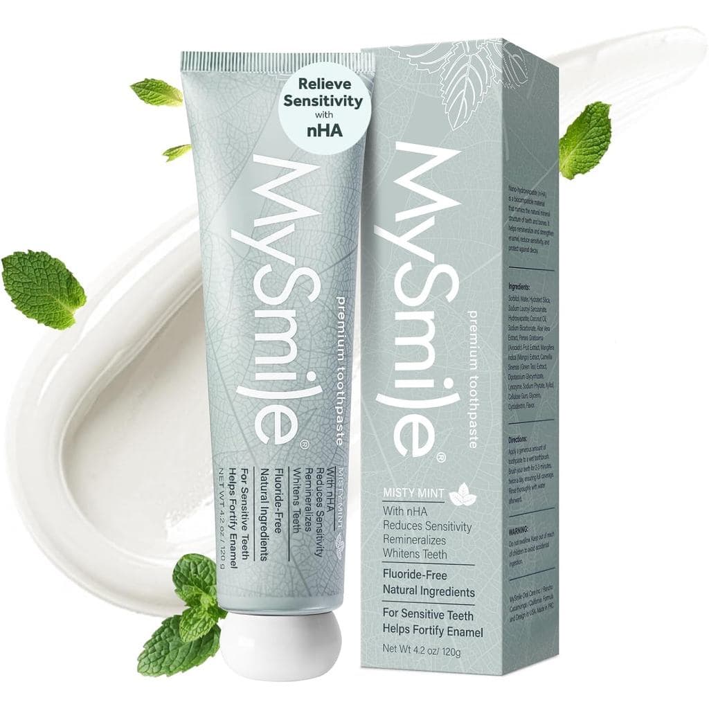 Pasta de Dentes MySmile Sem Fluoreto com Nano Hidroxiapatita para Dentes Sensíveis, Fortalece o Esmalte, Remineraliza e