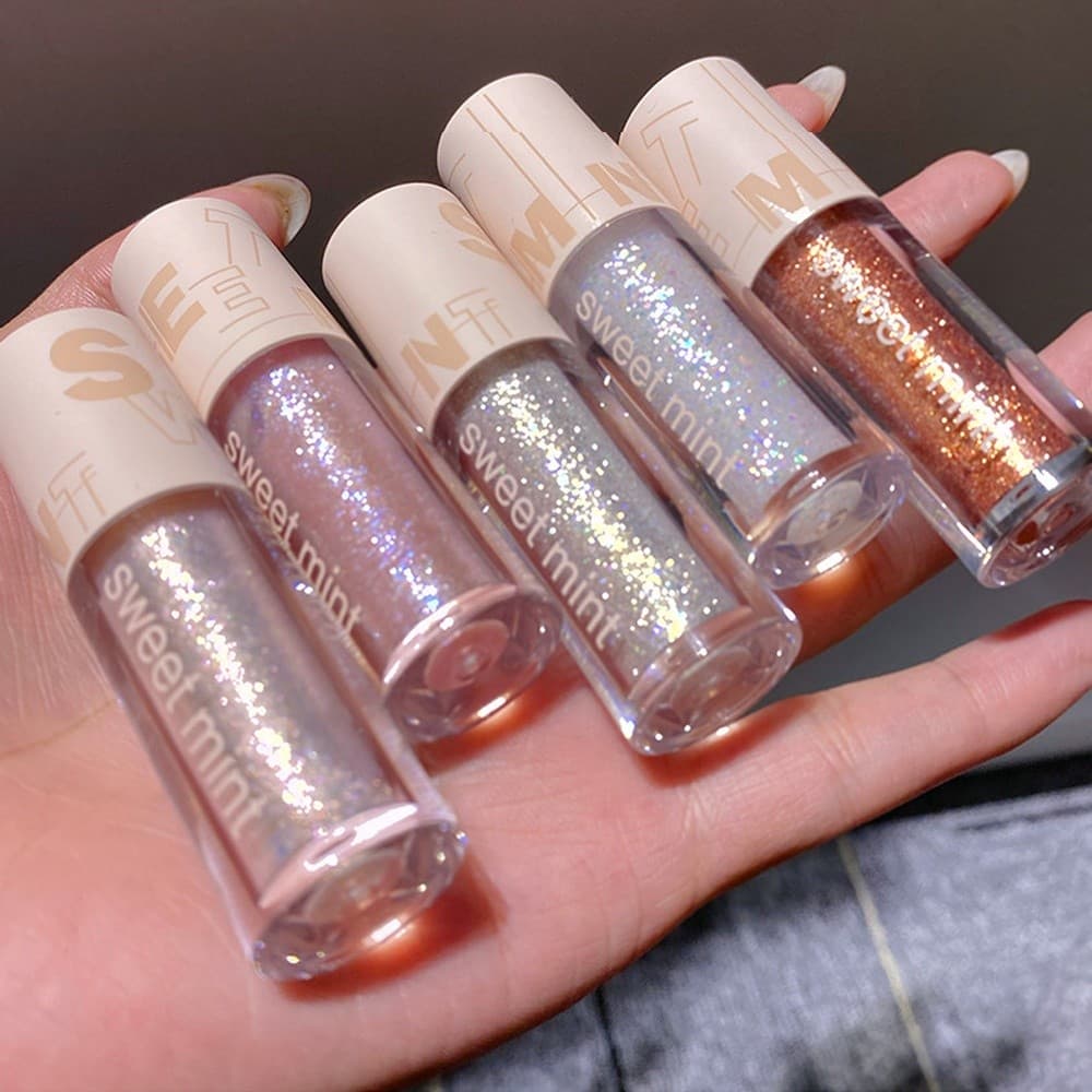 Sombra líquida Glitter lantejoulas, bicho-da-seda deitado perolado polarizado brilho, iluminador monocromático sombra um