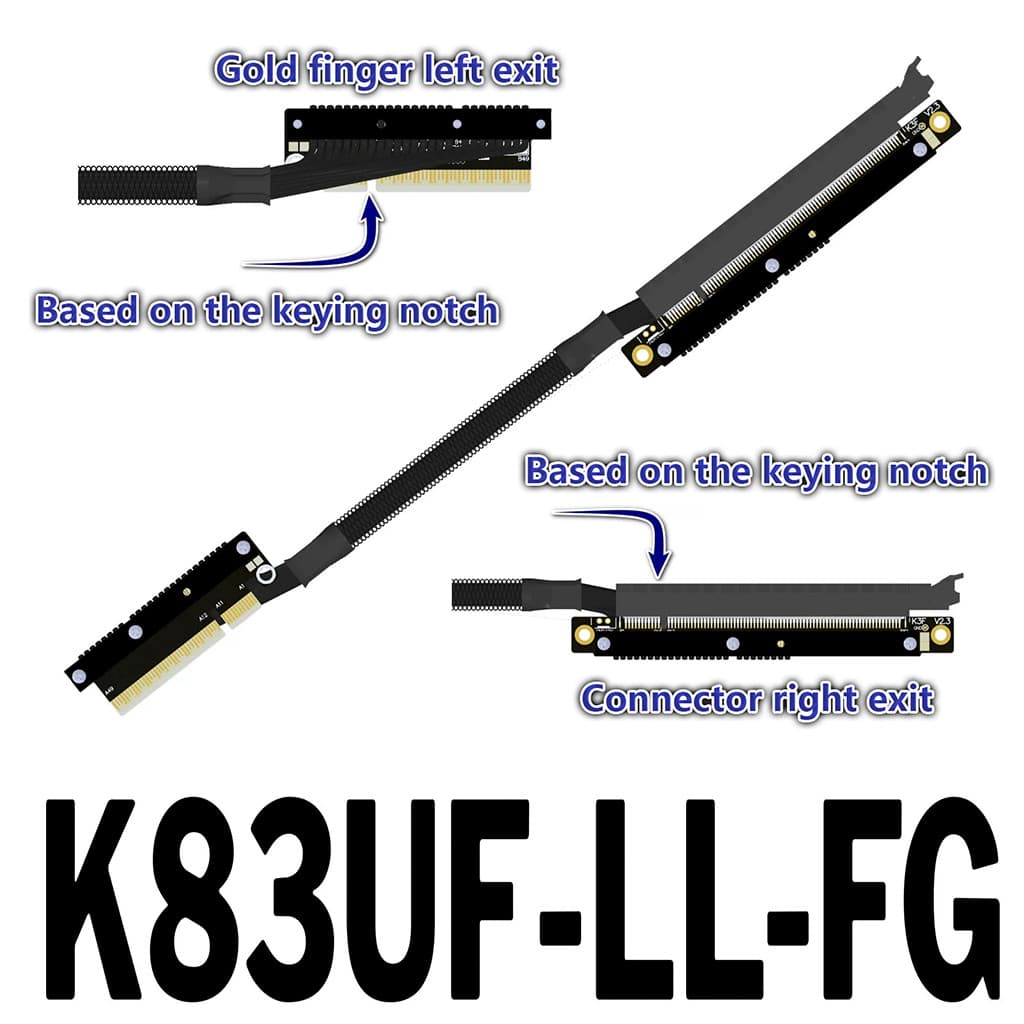 ADT-Link PCI-E 5.0 X8 Para X16 Cabo De Extensão Riser Reverso Duplo Gen5 256Gbps Largura De Banda RTX5090 RTX5080 RTX507