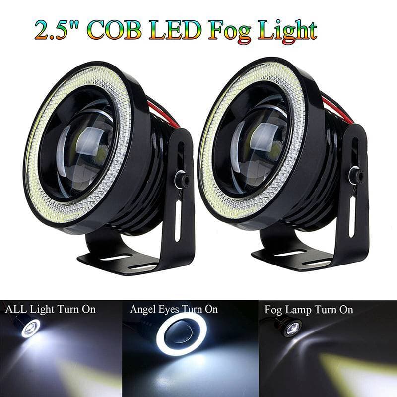 qo 2.5'15w Carro Branco COB LED Projetor Olhos De Anjo Anel Azul DRL Lâmpada De Luz De Nevoeiro br