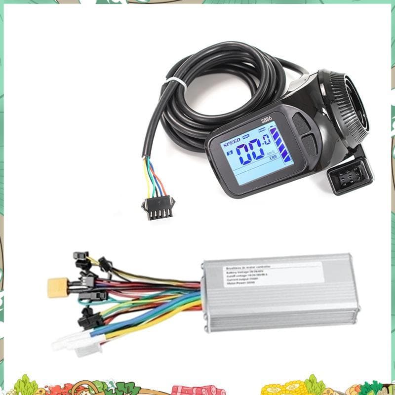 Bicicleta Elétrica Sem Escova 500W 25A Controlador Com Display LCD S886 24V 36V 48V Scooter Motor Ebike Acessórios