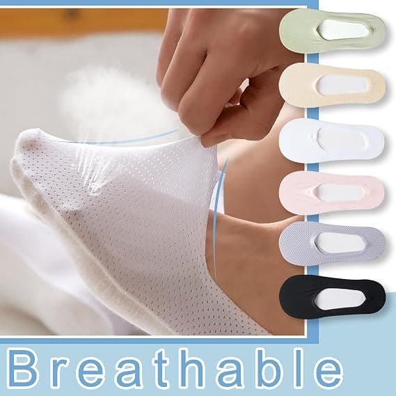 Meias Invisíveis Ultrafinas Femininas , Com Forro Decotado , Respiráveis , Frescas E Confortáveis , Punho Antiderrapante