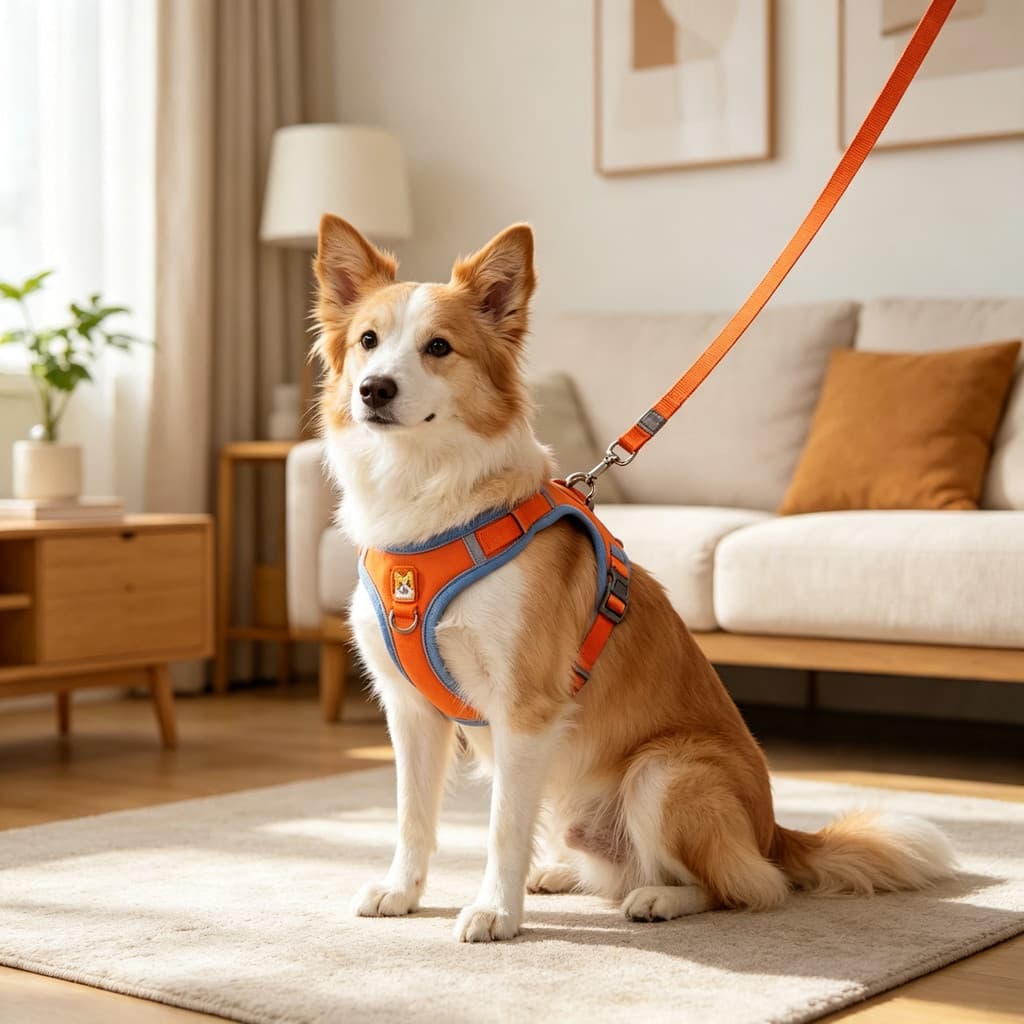 Coleira Peitoral Respirável para Cachorro, Ajustável com Guia de Passeio, Malha Refletiva Confortável para Pets