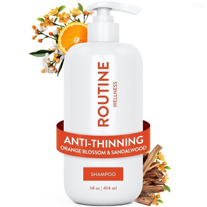 Shampoo Anti-Queda RoutineWellness - Flor de Laranjeira e Sândalo | Shampoo clinicamente testado para cabelos ralos com