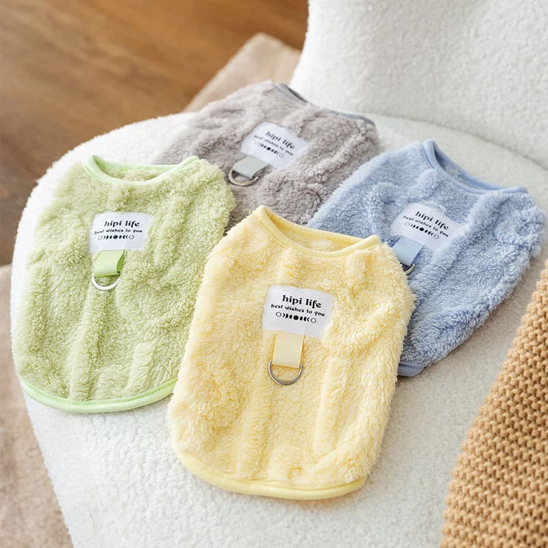 Roupas para cães traváveis simples cor sólida casaco de lã de duas pernas Bichon gato colete roupas para animais de esti