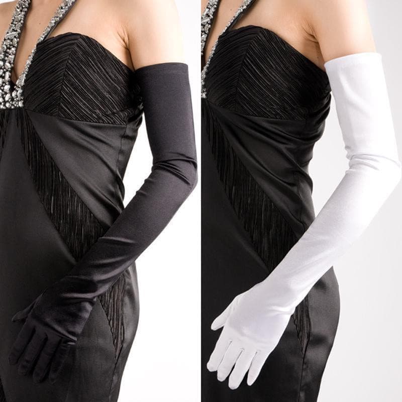 Luvas Elegantes de Cetim para Senhoras, Luvas Longas para Jantares e Bailes HYHD