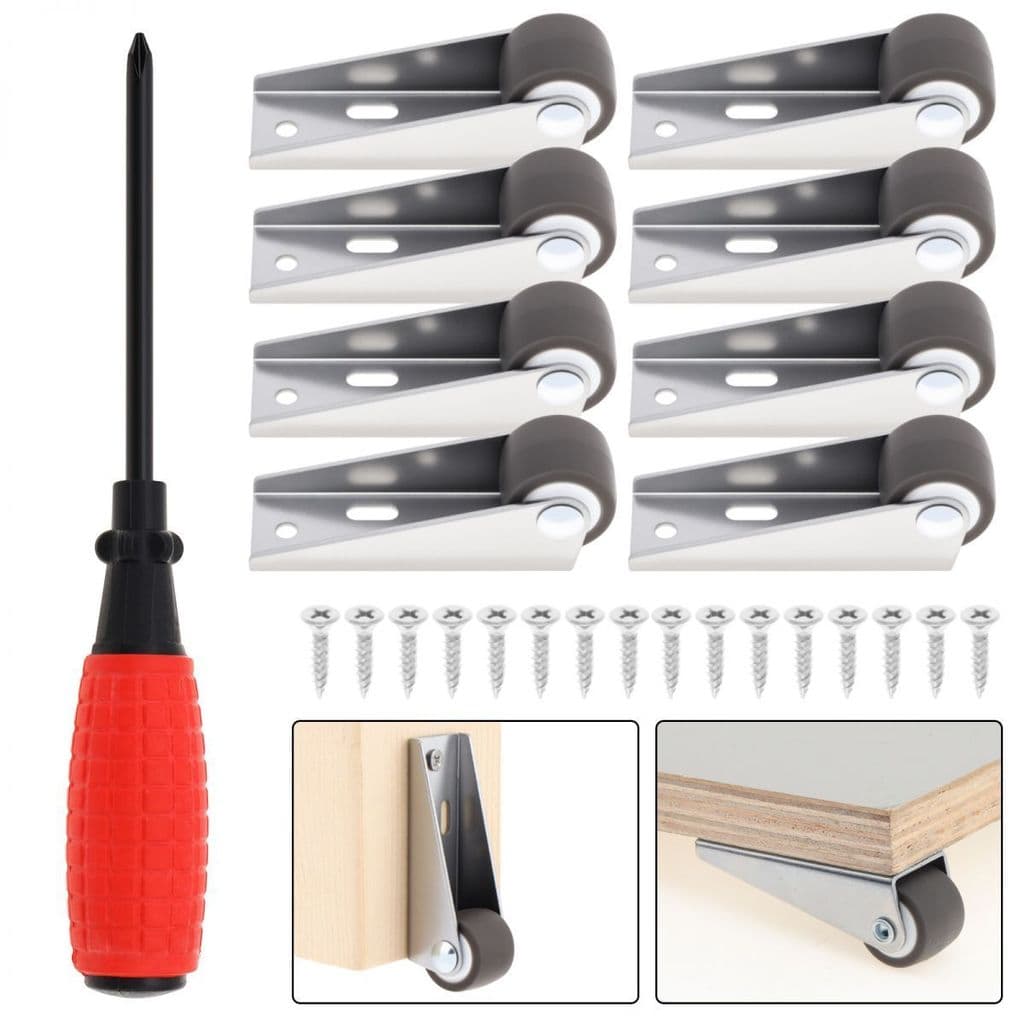 4/8 Peças 0.9 Polegadas Rodízio Fixo De Borracha TPR Superior De Metal Com Chave De Fenda , Parafusos De Instalação , Ro