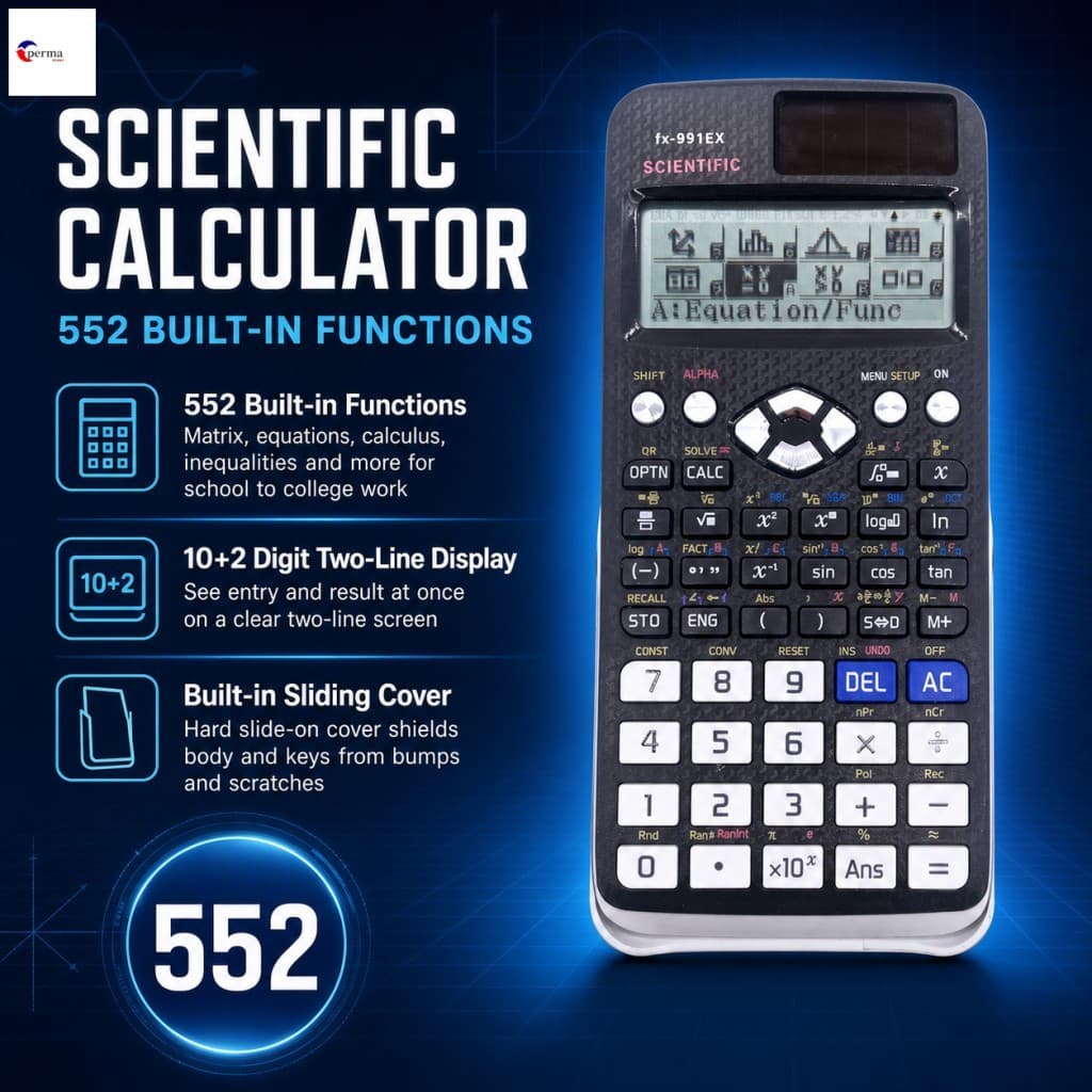 Calculadora Científica Com Função 552 , Display De 10 + 2 Dígitos , Capa Dura Deslizante Para Estudantes E Engenheiros