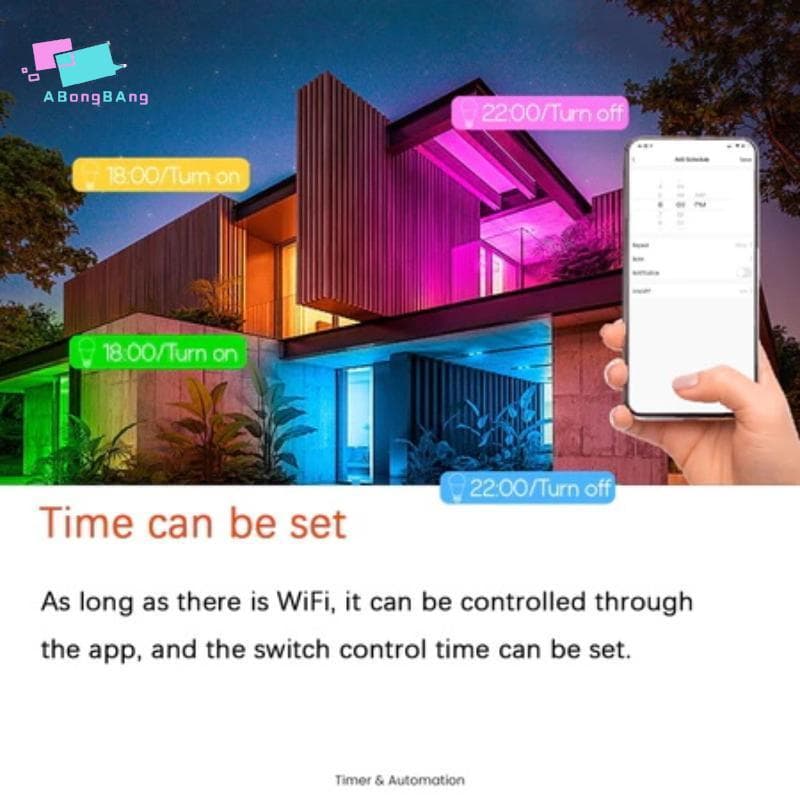 Abongbanghn E27 LED Lâmpada Inteligente RGB Para Tuya WiFi/APP Controle Ampola Regulável 220V Home Bedroom Ajustável 16