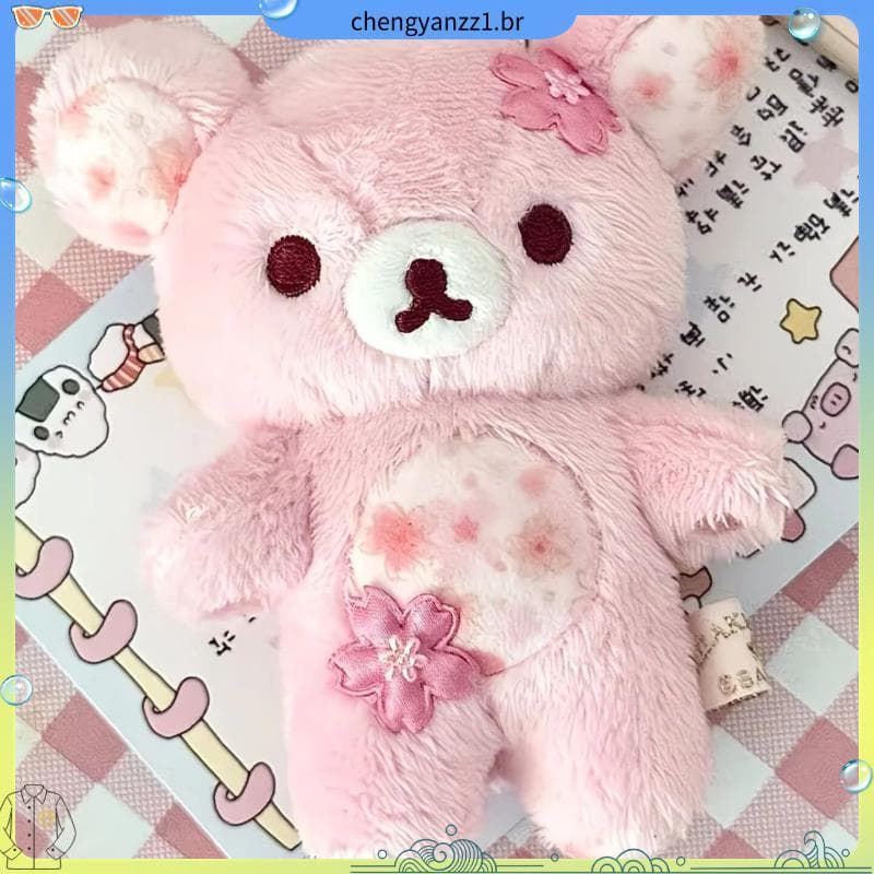 Flor de cerejeira rosa Rilakkuma brinquedo de pelúcia bonito urso boneca acompanhando boneca decoração de mesa menina na