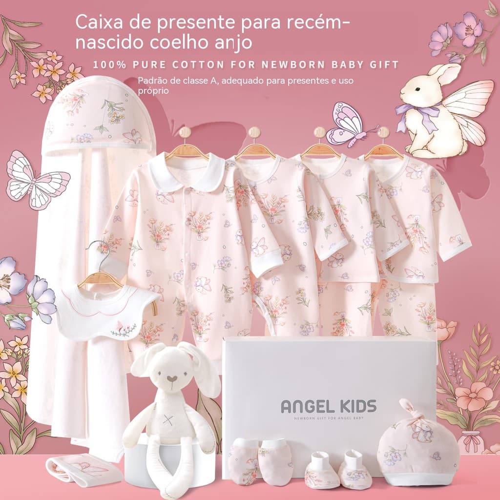 Roupas recém-nascidas, caixa de presente bebê algodão set, lua cheia bebê conhecer presente