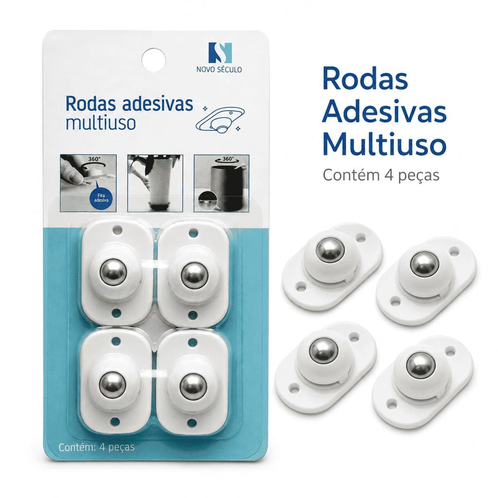 Rodinhas Adesivas Multiuso Caixas Lixeiras Organizador