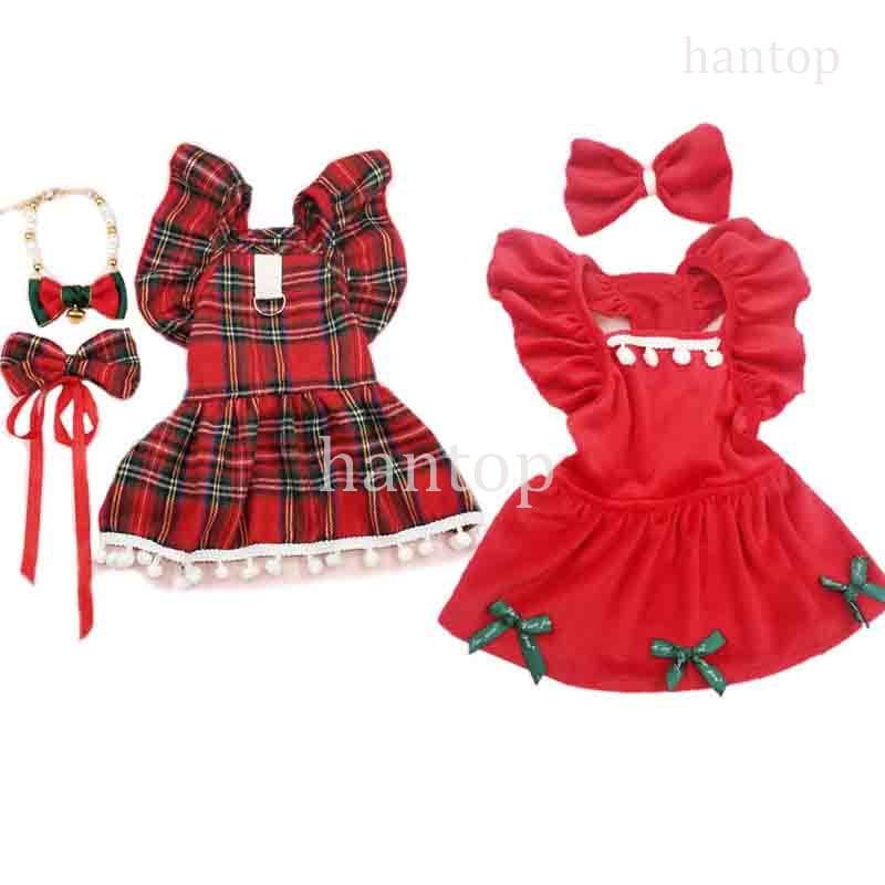 Vestido De Ano Novo De Natal Para Cães Gatos Saia Xadrez Vermelha Em Roupas Shih Tzu Festa De Aniversário De Cachorro M