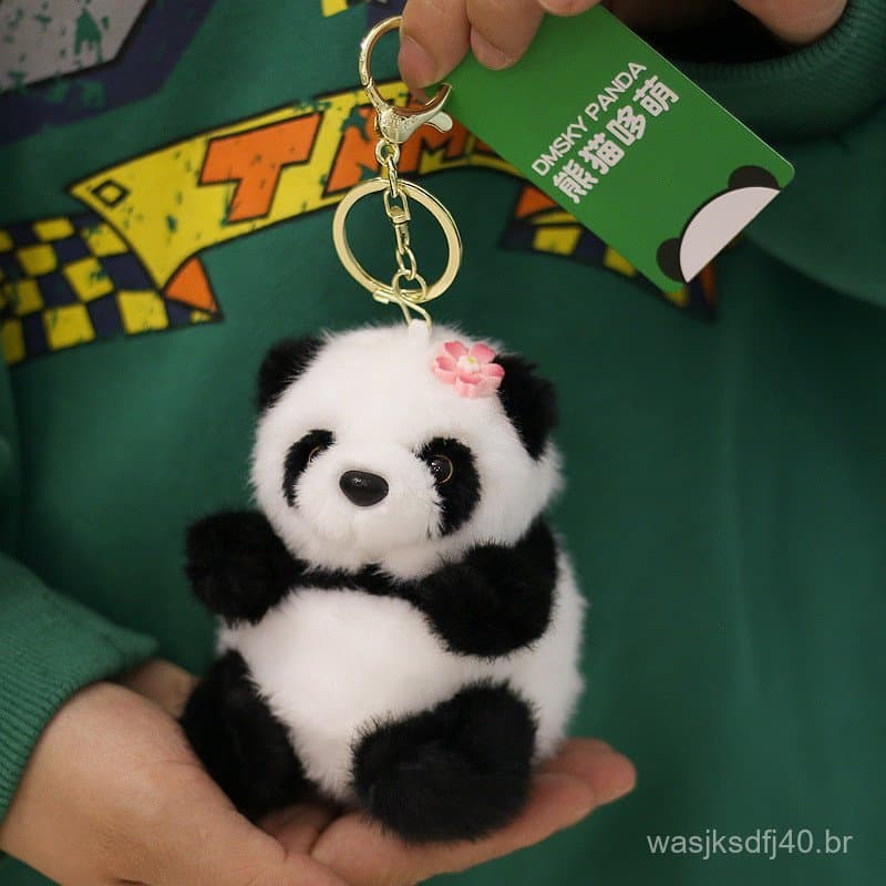 [Em estoque] Brinquedo de pelúcia Panda Flor, pingente para mochila, decoração de mochila, brinquedo de pelúcia da base