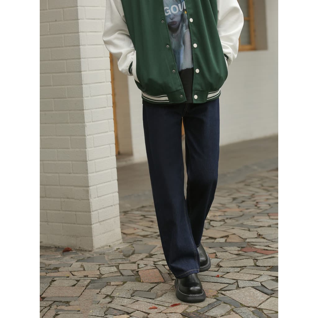 Homens novo estilo de venda quente escuro High-End Jeans masculino All-Match Street Wear americano Retro em linha reta c