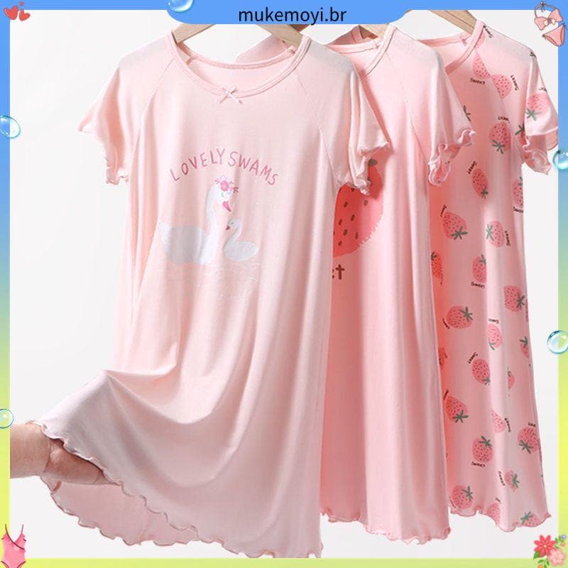 Meninas camisola verão estilo princesa pijamas macios estilo fino Homewear meninas mãe-filha estilo verão bebê pijamas i