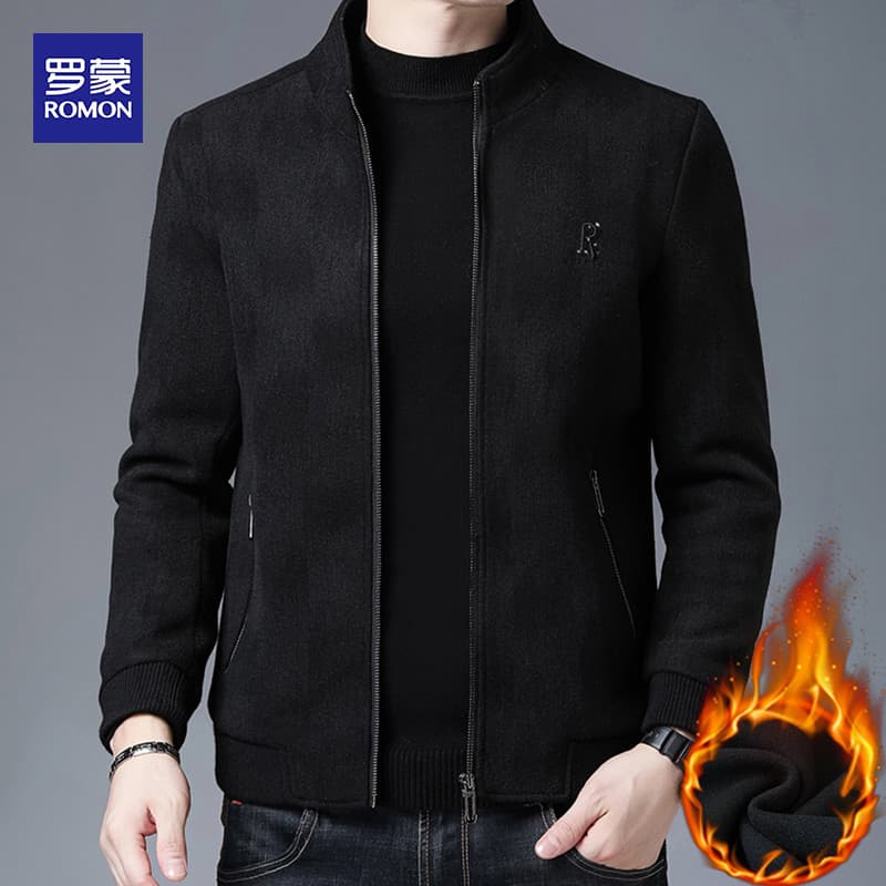 Lomon outono inverno jaqueta de lã de meia-idade masculina Casual topo masculino negócios grosso jaqueta de lã masculina