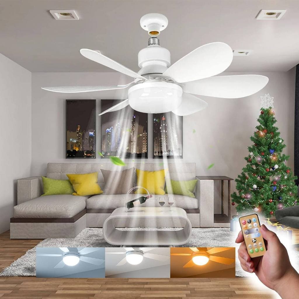 Lâmpada Ventilador 6 Pás 60w/80w De Teto,110V/220V Bivolt, E27 Com Controle Luz Ajustável Forte DMS