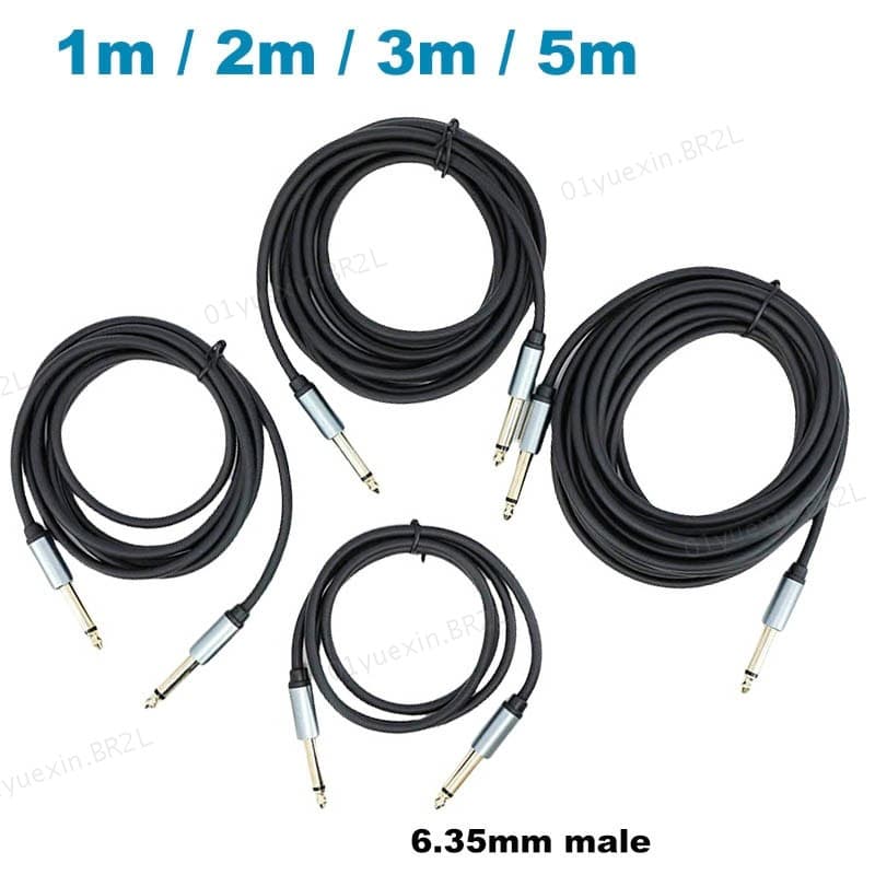 Cabo De Áudio Mono Macho Para De 6.35 Mm Banhado A Ouro 2 Pólos TRS 1/4 Amplificador De Alto-Falante Teclado De Guitarra