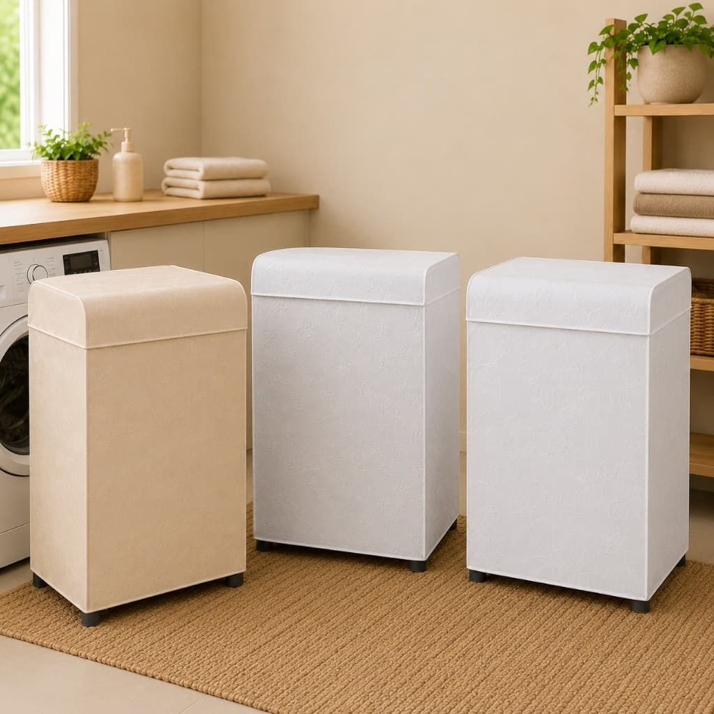 Capa Protetora Impermeável Durable Ajustável para Máquina Lavar Abertura Superior Bege