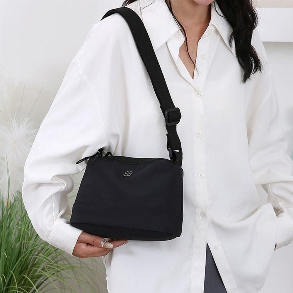 Bolsa Mensageiro Feminina De Nylon – Casual Macia De Cor Sólida Com Vários Bolsos