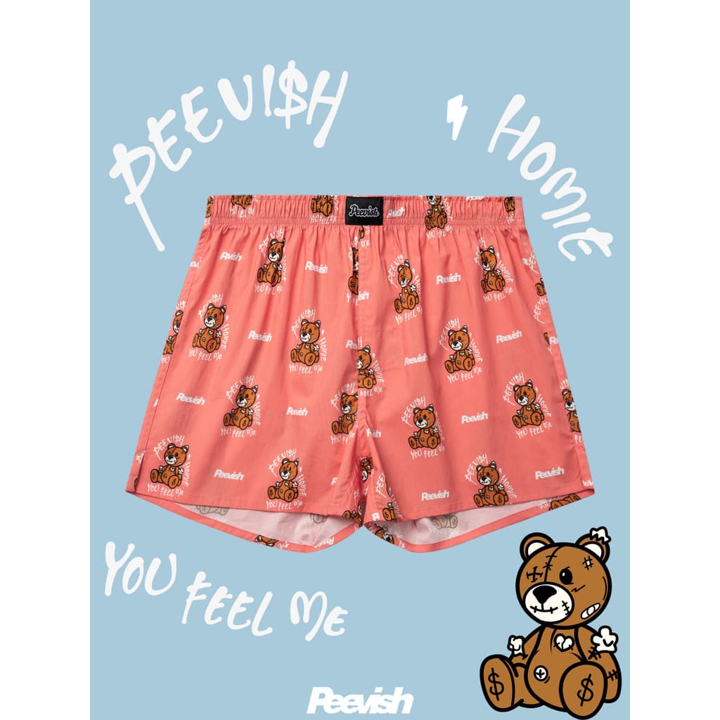 PEEVISH PEEVISH Calças de seta de algodão puro Roupa íntima solta Calças masculinas Calças de pijama curtas para casa fe