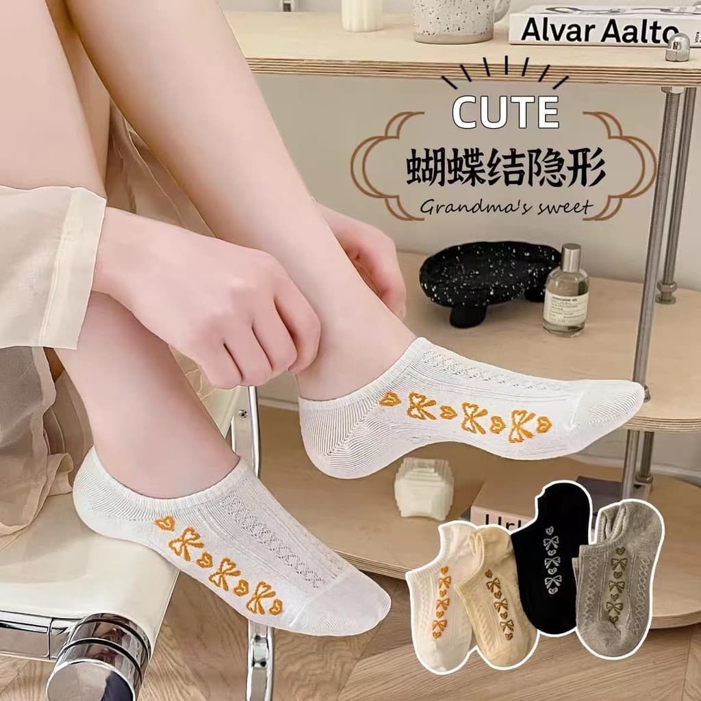 Arte fina Retro meias femininas verão primavera outono ins na moda bonito estilo japonês antiderrapante baixo corte boca