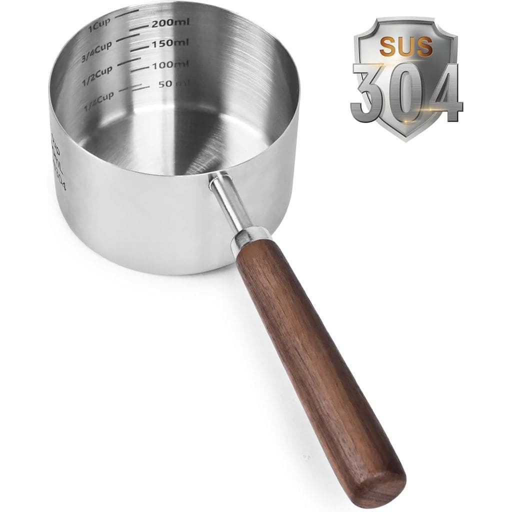 Colher Medidora de Ração para Cães e Gatos - Material em aço inoxidável 304. Capacidade de 1 xícara. Medições de precisã