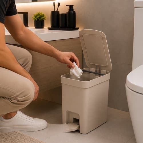 Lixeira Pedal 6 Litros Bege Compacta Pratica Organizacao Domestica Cozinha Banheiro