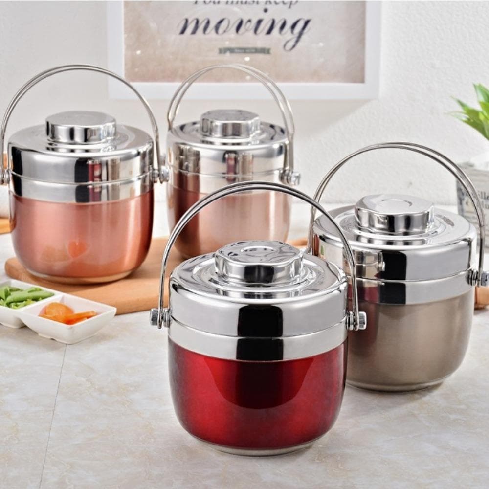 Lancheira Isolada , Recipiente Térmico Para Alimentos De 2 Camadas , 1200/1500ML , Alça Dobrável , Jarra De Sopa Térmica