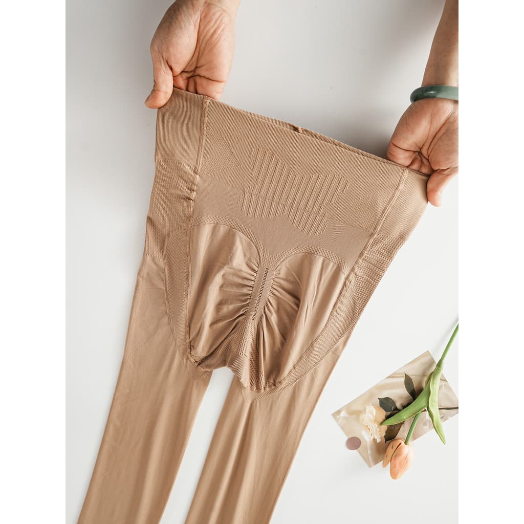 Tamanho grande meia-calça de cor de carne feminina primavera outono Leggings mais gordura Extra grande cintura alta Hip-