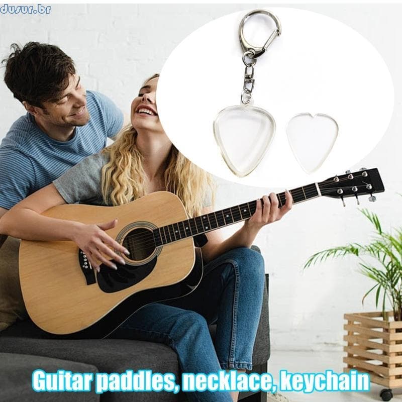 dusur9 Suporte Para Palheta Guitarra Formato Coração, Palhetas Transparentes, Caixa Armazenamento, Chavei