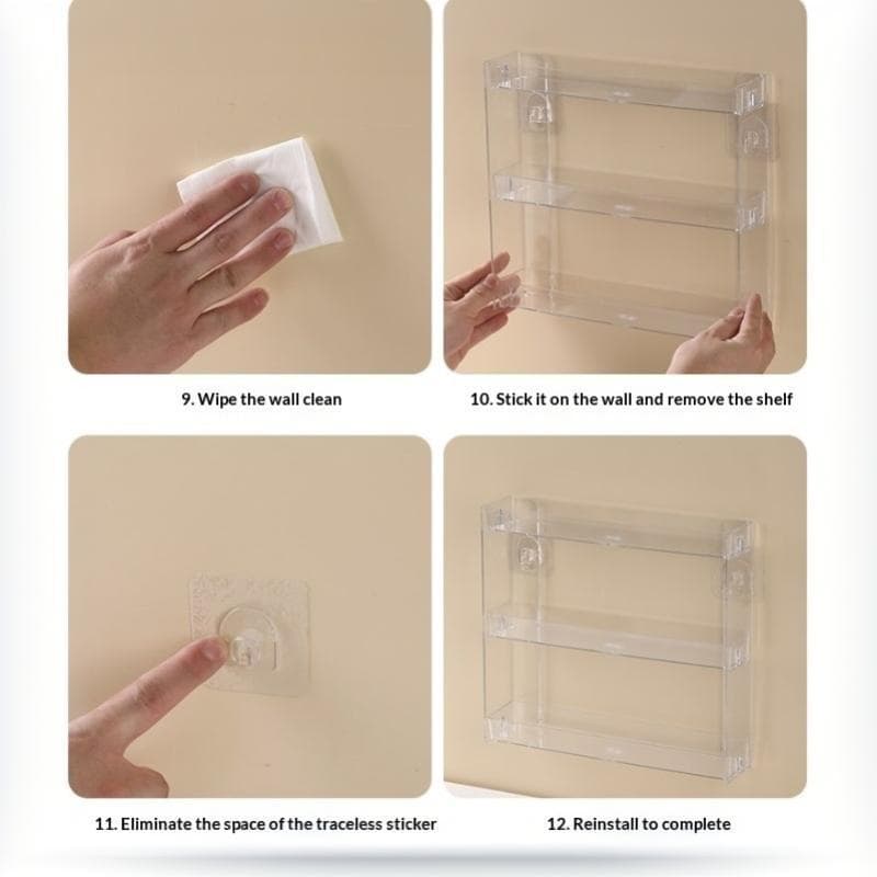 Organizador De Maquiagem Montado Na Parede Em Acrílico Transparente , 3 Camadas , Fácil Instalação , Grande Capacidade ,