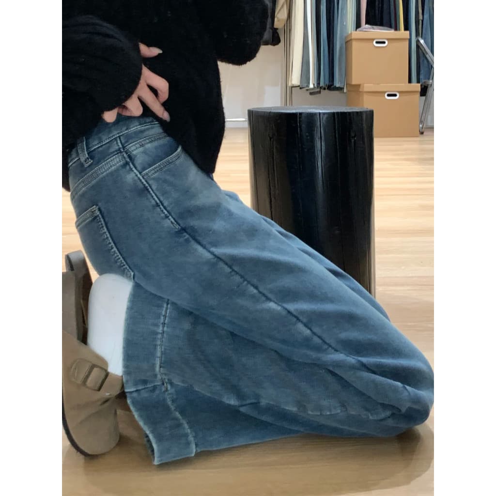 Calças jeans largas femininas cintura alta mais magro olhar gordura mm calças forma pêra corpo calças largas perna peque