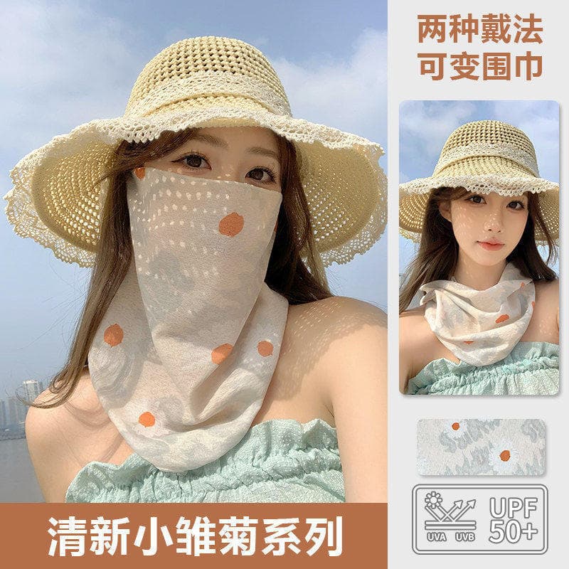 Floral protetor solar máscara feminina condução equitação verão ao ar livre rosto cheio pára-sol de alto valor véu másca