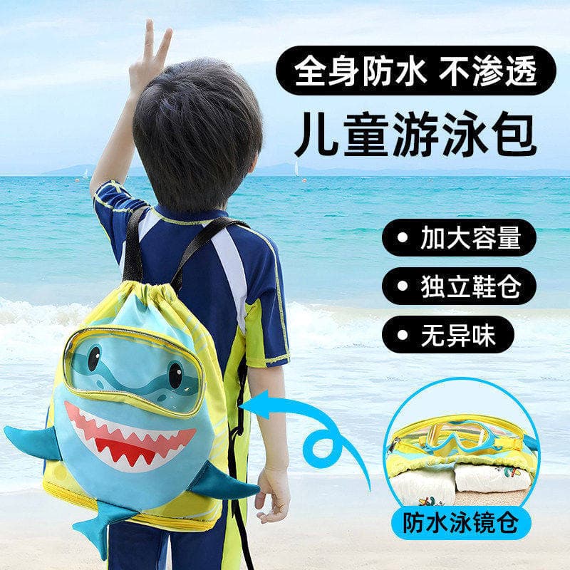 Crianças tubarão saco de natação seco molhado separação à prova dwaterproof água portátil grande capacidade bonito mochi