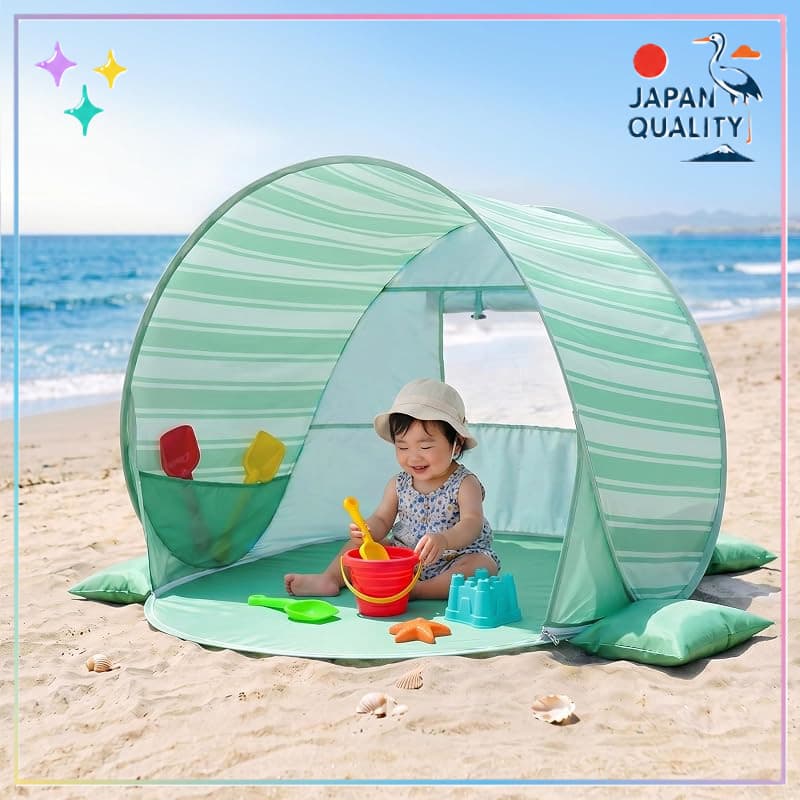 Abertura Rápida Pop-Up Barraca de Praia para 1–2 People — Bebê e Infantil Proteção Solar com Proteção UV, Tela