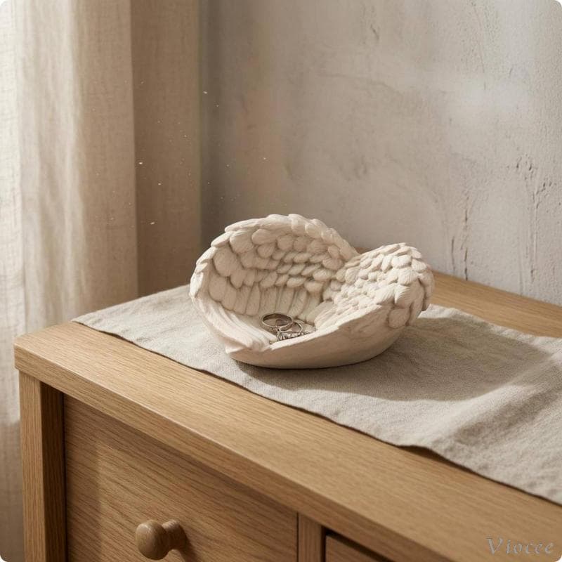 [Viocee] Prato De Resina Em Forma De Coração Design Camadas Suporte Texturizado De Penas Bandeja De Joias Tigela Formato