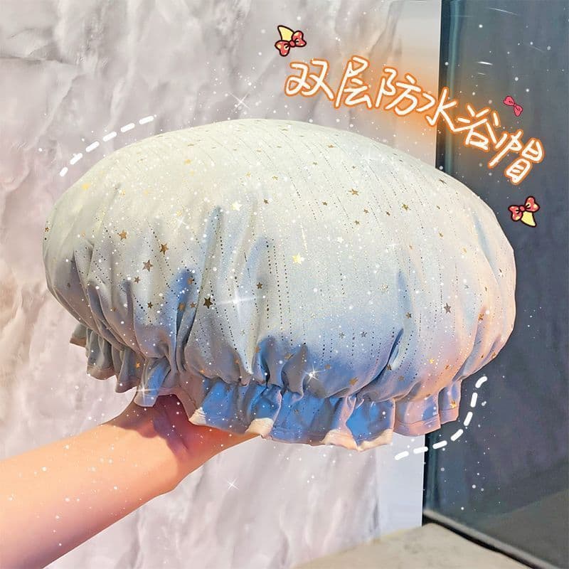 Touca de banho de camada dupla, arnês de banho à prova d'água para uso doméstico, feminino, touca de banho de verão, cap