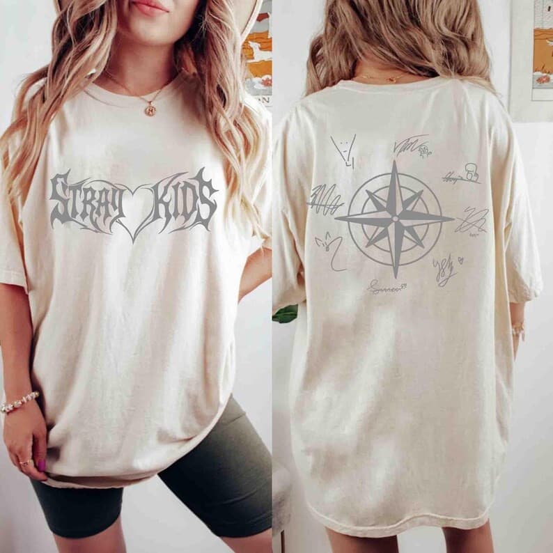 Camiseta de Algodão Off - White para Mulheres, Estampa de Letras e Compasso, Casual