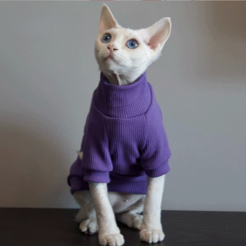 Roupas para gatos, roupas finas para animais de estimação, camiseta listrada, roupas para gatos, gatos sem pelos, roupas